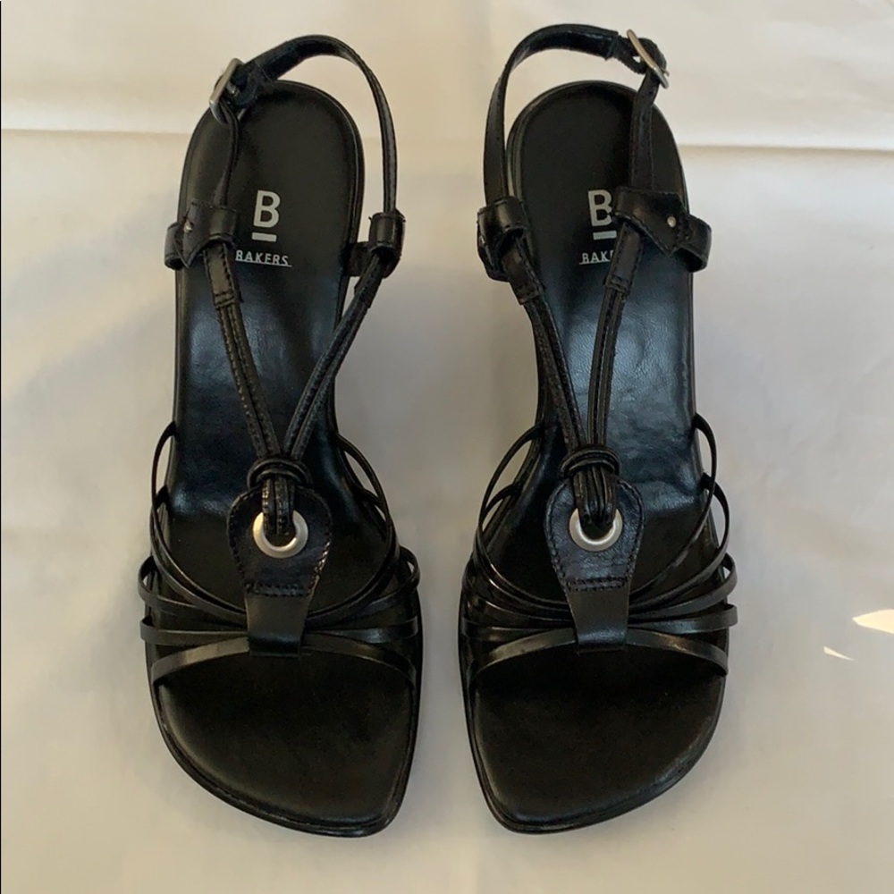 Bakers Black Strappy Wedges